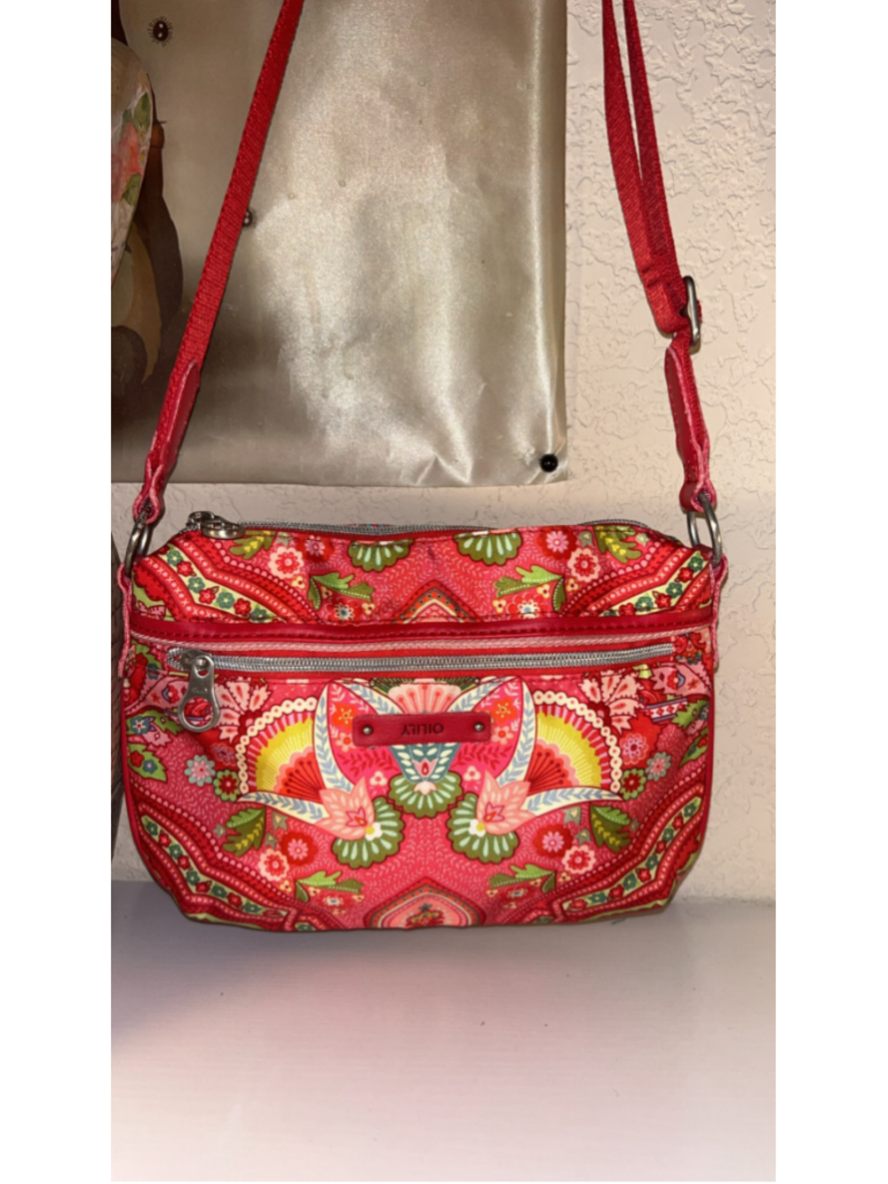 Women's Oilily Crossbody Bag One Size Red Green Floral Paisley